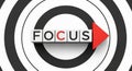 Focus Concept with Target Circles, Letter Blocks, and Arrow Direction Royalty Free Stock Photo