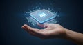 Hand Holding Glowing AI Processor: Empowering Next-Gen Computing for Technology Professionals Royalty Free Stock Photo