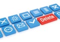 Delete button icon concept for ui ux design and web development with blue and red color scheme theme Royalty Free Stock Photo