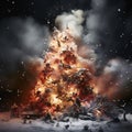 Conceptual image of a fire in the form of a Christmas tree Royalty Free Stock Photo