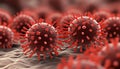 Conceptual image of flu covid 19 virus cell with coronavirus outbreak on influenza background