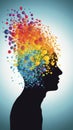 Conceptual image of a human head with colorful splashes concept Royalty Free Stock Photo