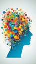 Conceptual image of a human head with colorful splashes concept Royalty Free Stock Photo