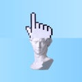 Conceptual image if Grecian head with hand cursor