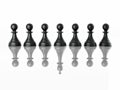 Conceptual image of magalomania or uniqe. Chess