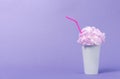 Conceptual image of milkshake with pink foam Royalty Free Stock Photo