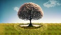 A conceptual image of nature, such as a tree that represents the human soul or a flower that represents hope