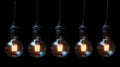 Conceptual Image of Perpetual Motion with Light Bulbs on Black Background Royalty Free Stock Photo