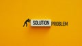 Conceptual Image of Problem Solving, Overcoming a Challenge. Man Icon is Pushing Solution Eraser to Problem Royalty Free Stock Photo