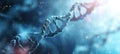 Medical breakthrough in genetic research with blurred dna molecule background Royalty Free Stock Photo