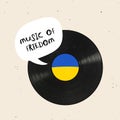 Conceptual image. Retro vinyl record playing special music of ukrainian freedom. Victory of Ukraine