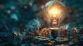 A conceptual image showcasing business innovations with a lightbulb and gears representing creative Royalty Free Stock Photo