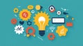 A conceptual image showcasing business innovations with a lightbulb and gears representing creative Royalty Free Stock Photo