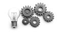 A conceptual image showcasing business innovations with a lightbulb and gears representing creative Royalty Free Stock Photo