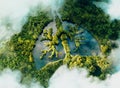 A conceptual image showing a lung-shaped lake in a lush and pristine jungle.