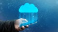 Conceptual Image Of Smartphone Synchronising Virtual Data From Cloud Storage Royalty Free Stock Photo
