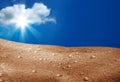 blue sky and cracked soil Royalty Free Stock Photo