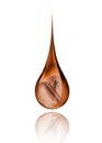 Conceptual image of two coffee beans are in drop on a white Royalty Free Stock Photo