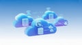 Cloud computing network infrastructure with data servers, iot, and wireless connectivity. Royalty Free Stock Photo