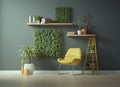 Conceptual interior room with green plants Royalty Free Stock Photo