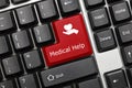 Conceptual keyboard - Medical Help red key Royalty Free Stock Photo