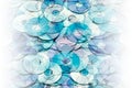 Conceptual layered blue abstraction of DVD and CD data storage disks creates data storage