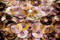 Data storage concept, layered gold and brown abstraction of DVD and CD data storage disks