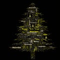 Merry Christmas word cloud in tree shape Royalty Free Stock Photo