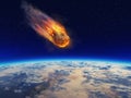 Meteor falling to planet earth . Royalty Free Stock Photo