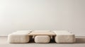 Conceptual Minimalism White Coffee Table With Foam Cushions