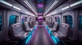 Conceptual minimalist interior design of the train of future. Ai generated