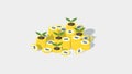 Conceptual money gardening. Financial growth strategy. Isometric money stack. Vector pile with golden dollar coin and