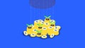 Conceptual money gardening. Financial growth strategy. Isometric money stack. Vector pile with golden dollar coin and