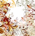Creative music background with floral ornament Royalty Free Stock Photo