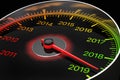 Conceptual 2019 New Year Speedometer. 3d Rendering