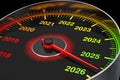 Conceptual 2026 New Year Speedometer. 3d Rendering Royalty Free Stock Photo