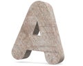 Conceptual old rusted metal capital letter -A, iron or steel industry piece isolated white background.
