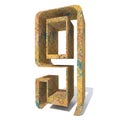 Old rusted metal font type, iron steel industry piece