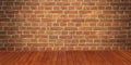 Conceptual old vintage dark brick wall and wood floor background Royalty Free Stock Photo