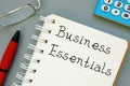 Conceptual photo about Business Essentials with handwritten text