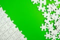 Conceptual photo of copyspace green background missing jigsaw puzzle. Image for motivation, inspiration and consultation, ideation