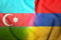 Conceptual photo with the flags of Azerbaijan and Armenia during the aggravation of relations between them