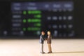 Conceptual Photo, Illustration for Senior Investor Mini Figure Toy Standing 2 businessman Handshaking and watching Running
