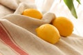 Conceptual photo in Kitchen. Yellow lemons, sugar and yellow tulips on the table. Conceptual photo. Interior Photos Royalty Free Stock Photo