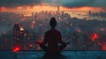 Conceptual photo of person meditating in urban setting to represent World Sleep Day.