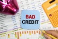 Conceptual photo showing printed text Bad credit loan Royalty Free Stock Photo