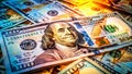 Conceptual Photography of One Hundred Dollar Bills Visualizing Abstract Wealth Financial Prosperity and Monetary