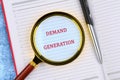 A conceptual phrase on the topic of DEMAND GENERATION business. Industry technology concept. Royalty Free Stock Photo