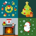 Conceptual pictures of christmas celebration. Vector illustrations in cartoon style