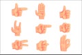 Conceptual Popular Hand Gestures Set Of Realistic Isolated Icons With Human Palm Signaling